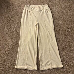 H/G Pants Womens XL Ivory Sweats Wide Leg Casual Cotton Blend